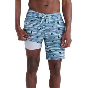 NWT SAXX BETAWAVE 2N1 Boardie 19" Shorts- Fins Size 32